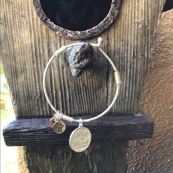 Inspirational Silver Charm Bracelet BLESSED NWT - Picture 2 of 6